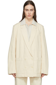 Lemaire - Blouson à double boutonnage en denim blanc cassé