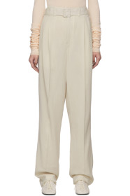 Lemaire - Off-White Wool Pleated Trousers