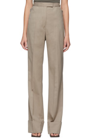 Lemaire - Pantalon à jambe droite en laine beige