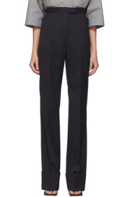Lemaire - Pantalon à jambe droite en laine bleu marine
