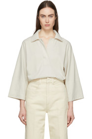 Lemaire - Off-White Three-Quarter Sleeve Polo