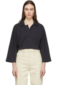 Lemaire - Black Three-Quarter Sleeve Polo