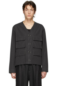 Lemaire - Black Poplin V-Neck Jacket