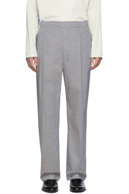 Lemaire - Grey Poplin Pleated Drawstring Trousers