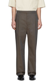 Lemaire - Brown Poplin Pleated Drawstring Trousers