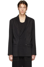 Lemaire - Black Dry Silk Double-Breasted Blazer