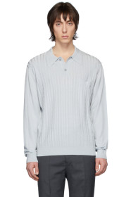 Lemaire - Grey Knit Long Sleeve Polo