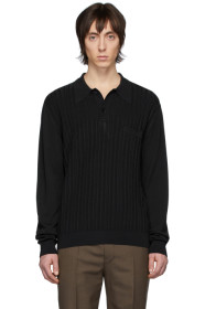 Lemaire - Black Knit Long Sleeve Polo