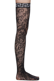 Versace Underwear - Black Logo Band Lace Stockings