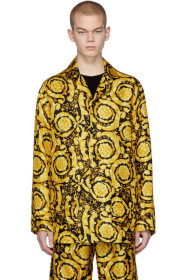 Versace Underwear - Black & Yellow Silk Barocco Pajama Shirt