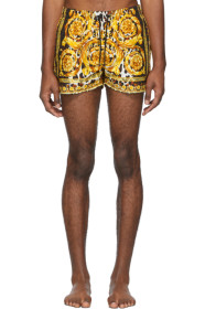 Versace Underwear - Black & Yellow Barocco Swim Shorts
