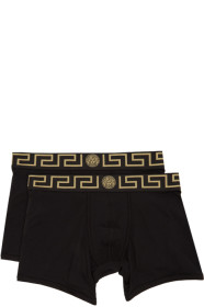 Versace Underwear - Two-Pack Black Medusa Low-Rise Boxer Briefs