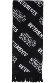 VETEMENTS - Black & White STAR WARS Edition All Over Logo Scarf