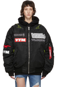 VETEMENTS - Blouson aviateur noir Motorcycle édition Alpha Industries