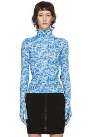 VETEMENTS - Col roulé à gants bleu et blanc