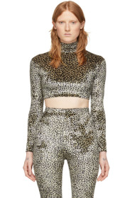 VETEMENTS - Black & Beige Leopard Evening Cropped Turtleneck