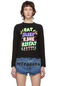 VETEMENTS - 黑色“Eat, Sleep, Rave, Repeat”长袖 T 恤