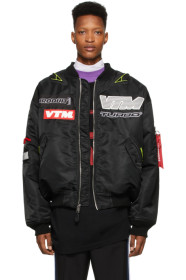 VETEMENTS - Blouson aviateur noir Motorcycle édition Alpha Industries
