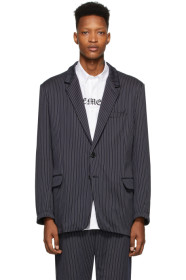 VETEMENTS - Navy Pinstripe Jersey Blazer