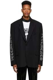 VETEMENTS - Black Gothic Logo Tailored Blazer