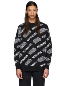 VETEMENTS - Black & White STAR WARS Edition All Over Logo Sweater