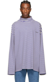 VETEMENTS - Col roulé rayé bleu Big