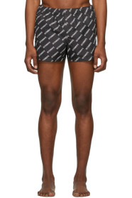 VETEMENTS - Black Logo Allover Swim Shorts