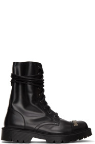 VETEMENTS - Black Gothic Logo Combat Boots
