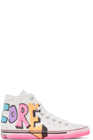 VETEMENTS - White 'Hardcore Happiness' High Top Sneakers