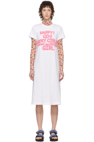 Comme des Garçons Girl - Robe t-shirt en coton à logo blanche