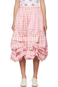 Comme des Garçons Girl - Pink & White Check Gathered Skirt