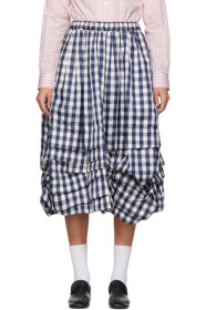 Comme des Garçons Girl - ネイビー & ホワイト チェック ギャザー スカート