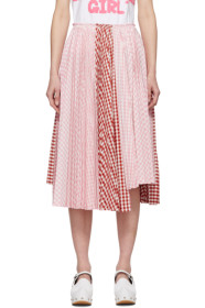 Comme des Garçons Girl - Jupe plissée à motif gingham rose et blanche