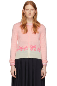 Comme des Garçons Girl - Cardigan rose et blanc Ribbons édition Disney