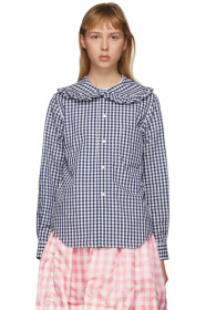 Comme des Garçons Girl - Navy & White Check Peter Pan Collar Blouse