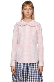 Comme des Garçons Girl - Pink & White Check Peter Pan Collar Blouse