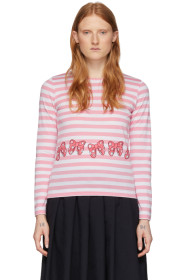 Comme des Garçons Girl - T-shirt rayé rose et blanc Ribbons édition Disney