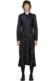 Comme des Garçons Comme des Garçons - 海军蓝纽扣缎面连衣裙
