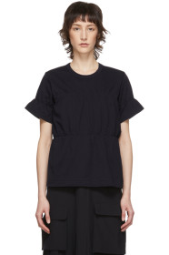 Comme des Garçons Comme des Garçons - 海军蓝抽褶 T 恤