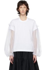Noir Kei Ninomiya - White Tulle Detail Long Sleeve T-Shirt