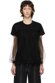 Noir Kei Ninomiya - Black Tulle Overlay T-Shirt