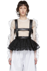 Noir Kei Ninomiya - Black Faux-Leather & Tulle Corset