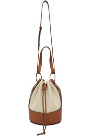 Loewe - Off-White & Brown Canvas Balloon Bag