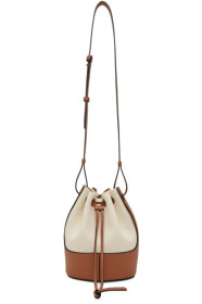 Loewe - Sac en toile blanc cassé et brun clair Small Balloon