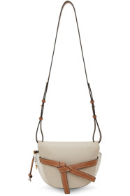 Loewe - Sac brun clair et blanc cassé Small Gate