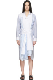 Loewe - Blue & White Striped Belted Shirt Dress