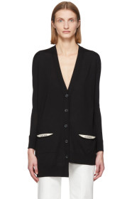 Loewe - Black Wool Asymmetric Cardigan