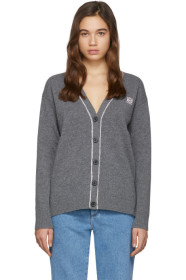 Loewe - Grey & Pink Wool Anagram Cardigan