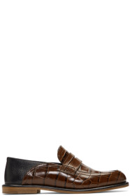Loewe - Brown Croc Slip-On Loafers