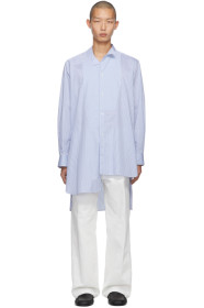 Loewe - Blue & White Striped Asymmetric Shirt
